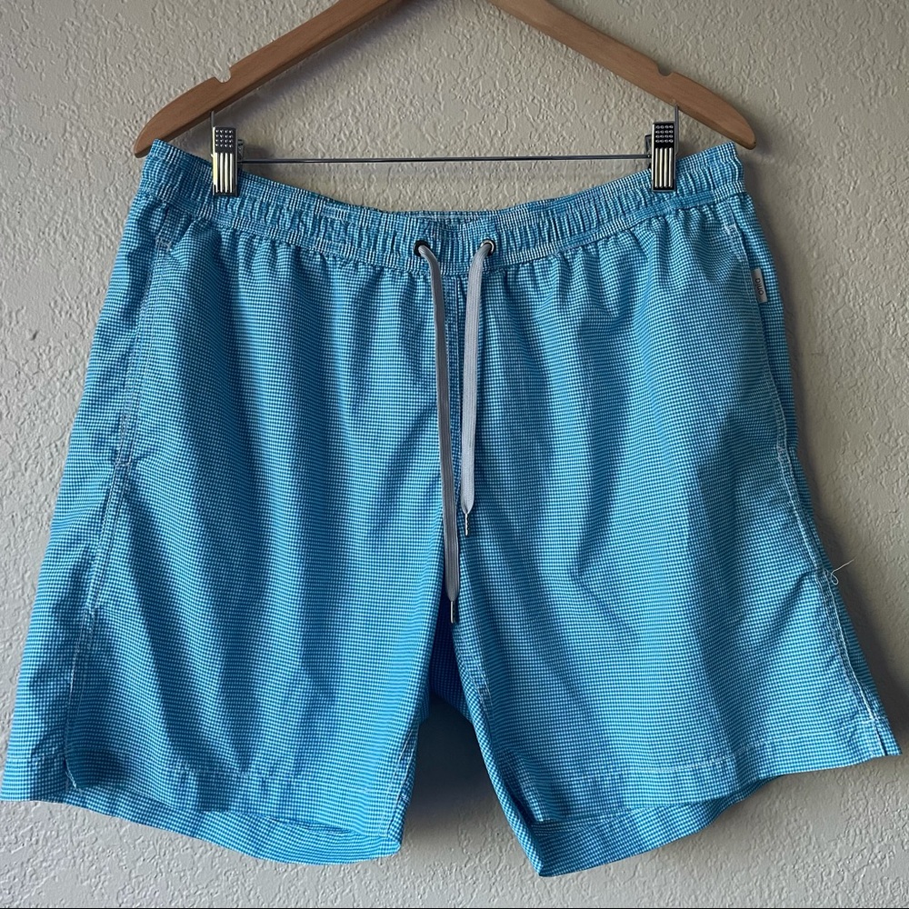 Onis Men’s 7" Charles Blue Gingham Swim Trunks